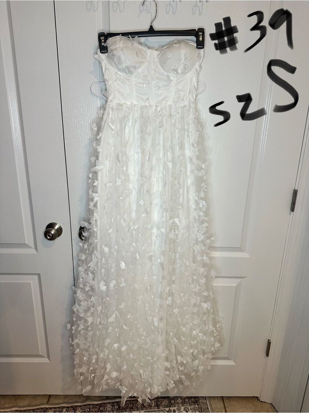Strapless White Floral Appliqué Kids Dress